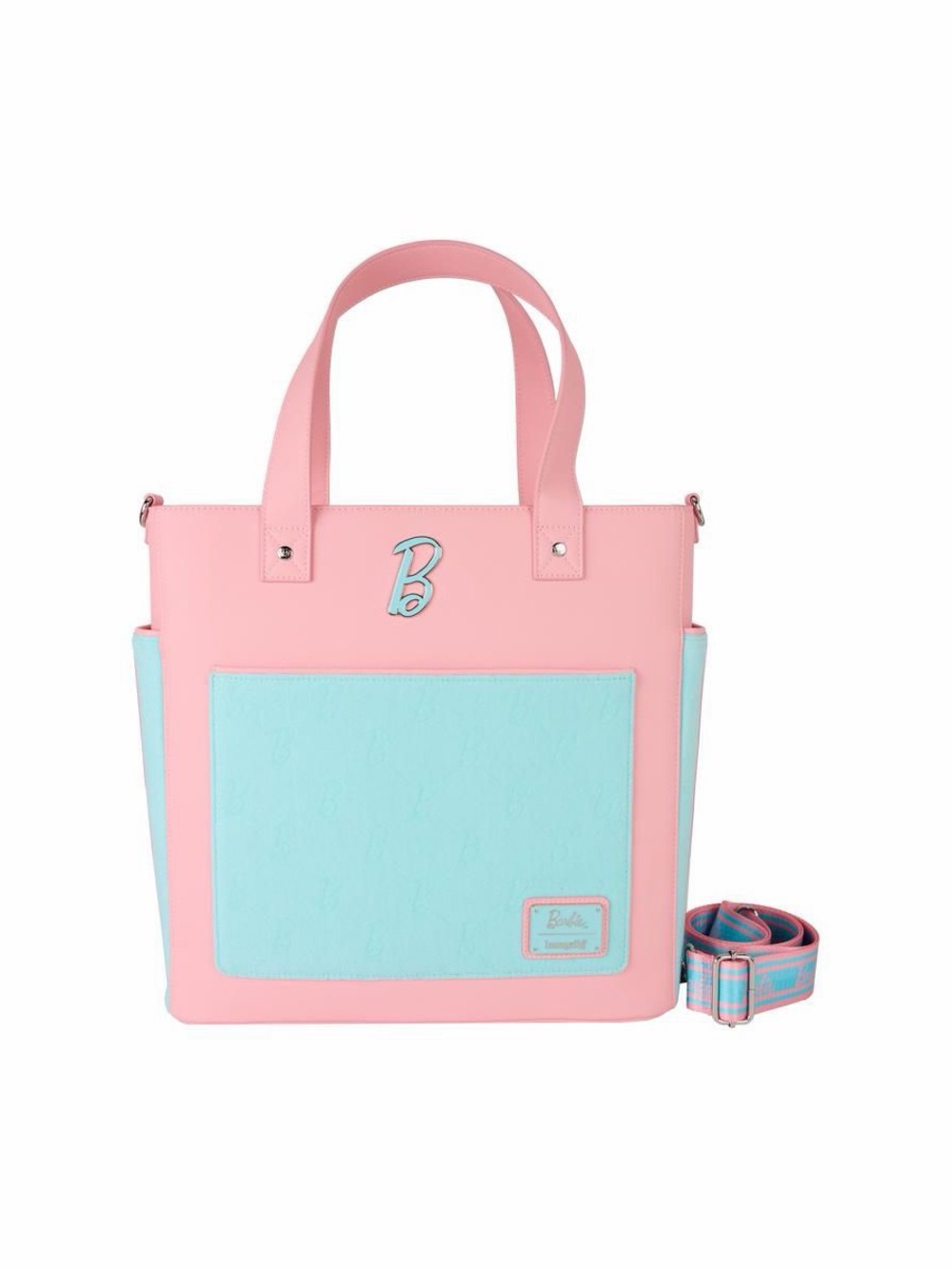 Loungefly Pink and Aqua Faux-Leather Tote with Detachable Strap